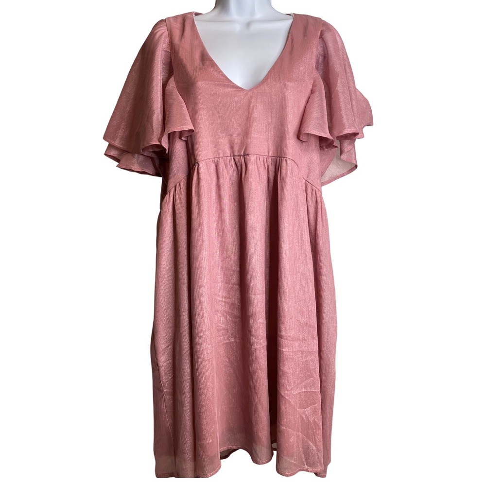 Arula Womens Pink Midi Dress Sz 16 Pink Fairy Coquette Girly Cottagecore Ruffles